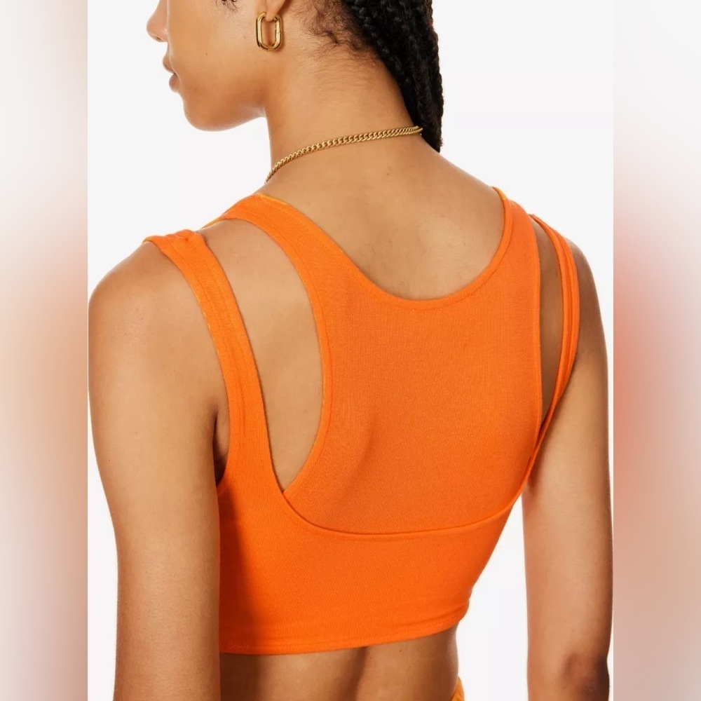 🎀NEW MOLLY KING X BAYSE orange medium Seville layered jersey sleeveless …